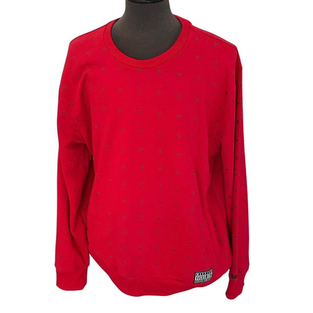 Rock Smith Brand Red Sweatshirt Dollar Signs Grunge Street wear Size 2XL